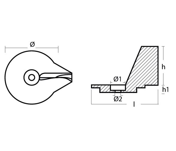Tecnoseal Ánodo de Aleta para Tim Mercury 25-50CV