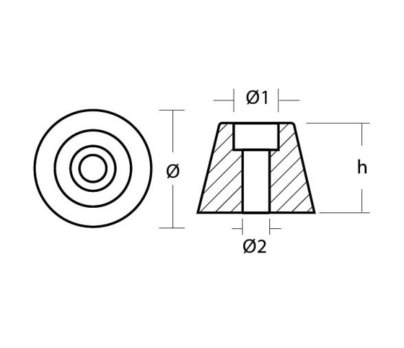 Tecnoseal Ánodo Sidepower - Tuerca hélice Sleipner