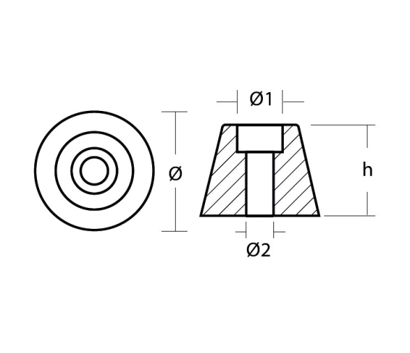 Tecnoseal Ánodo Sidepower - Tuerca hélice Sleipner