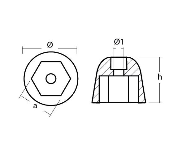 Tecnoseal Ánodo Sidepower - Tuerca Hélice Sleipner 10/15/20 HP