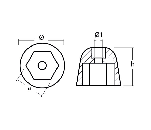 Tecnoseal Ánodo Sidepower - Tuerca Hélice Sleipner 10/15/20 HP