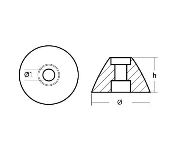 Tecnoseal Ánodo Sidepower - Tuerca hélice Sleipner Ø25,6