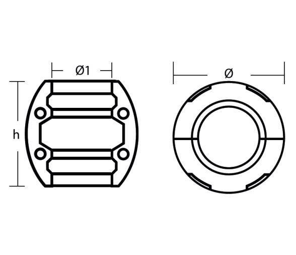 Tecnoseal Ánodos de Eje Estándar - 4 agujeros de fijación