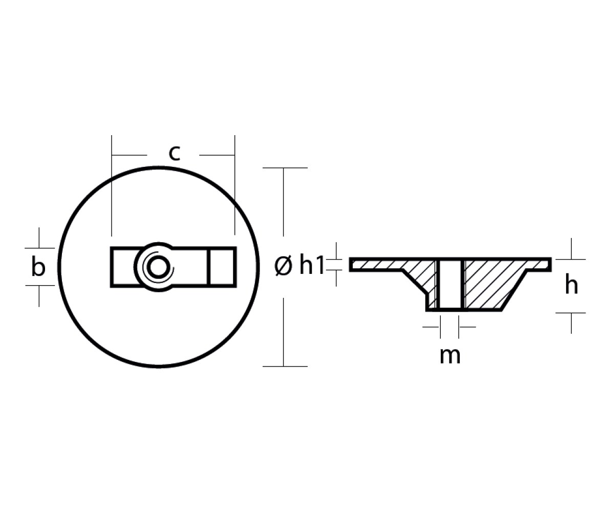 Tecnoseal Mercury-Mercruiser Ánodo de Trim Plano