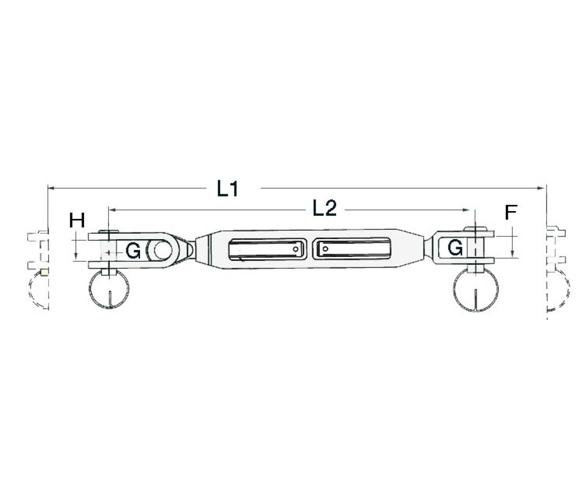 Tensor para Obenque Horquilla Doble Acero Inoxidable