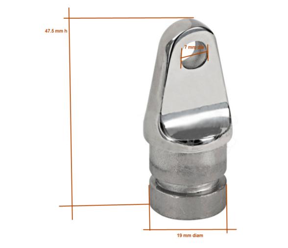 Terminal final interior para toldo bimini