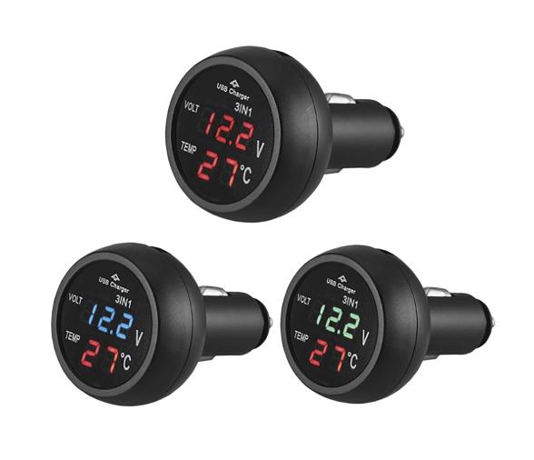 Termómetro, Voltimetro y Puerto USB Conexión Mechero