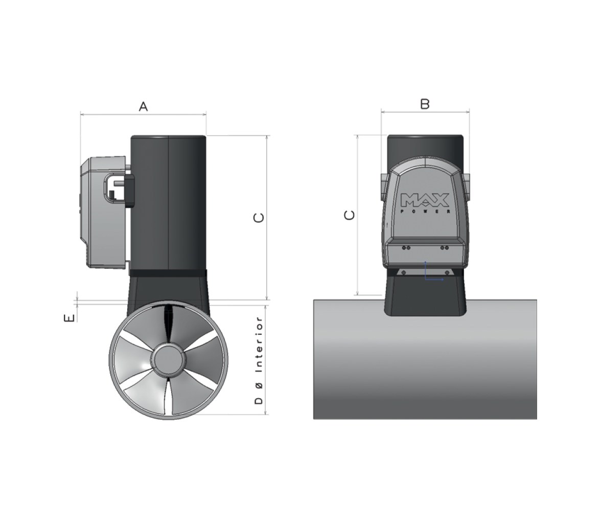 Hélice de maniobra CT35 eléctrica MONO COMPO 12V Ø125