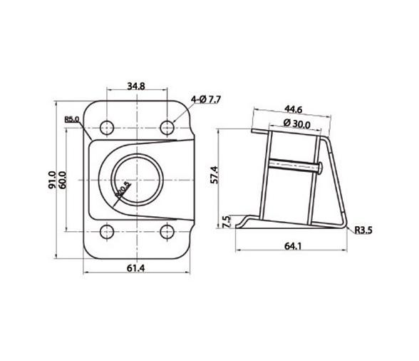 Tintero Inox Inclinado  para Candelero de 25 mm
