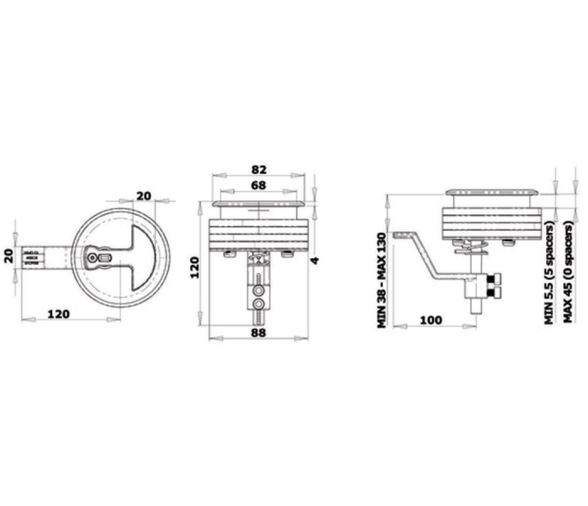 Tirador inox 316 Giratorio Diseño Deposito Sistema Compresion
