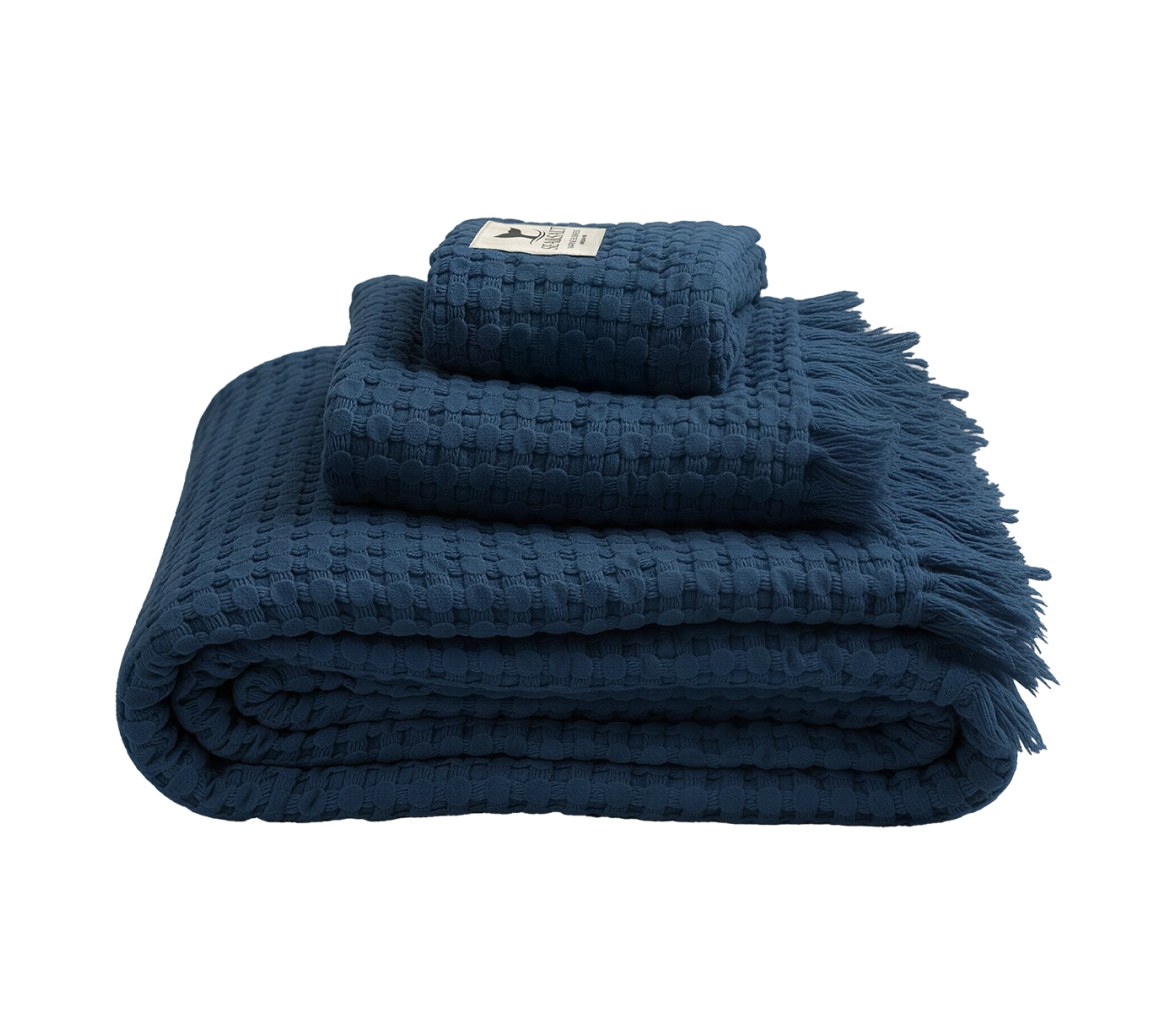 Toallas Nido de Abeja Navy, Set 3 uds – Sea & Salt - Marine Business