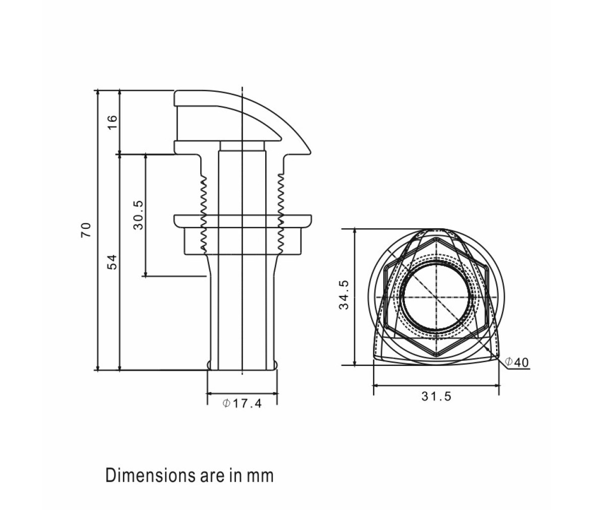 Toma de ventilación para casco, manguera de 1/2'', blanco