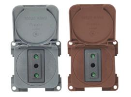 Toma eléctrica bipolar con toma de tierra y tapa