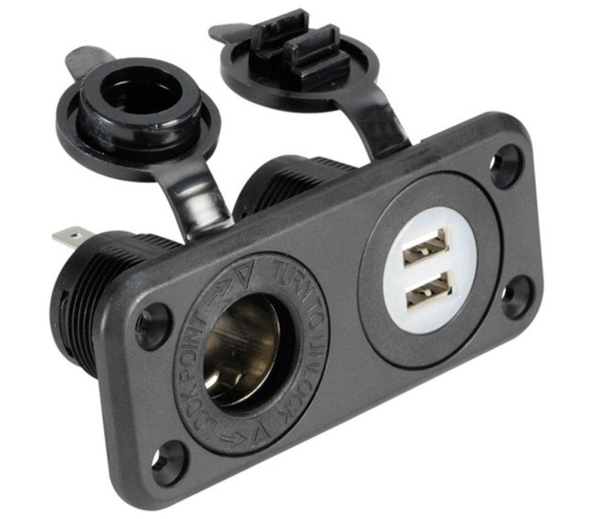 Toma mechero doble usb estanco