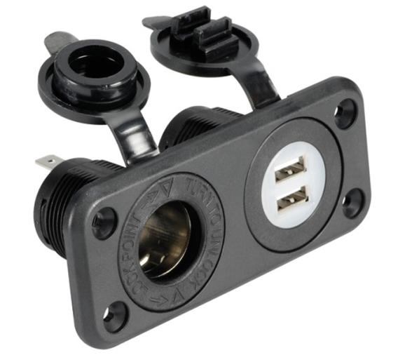 Toma mechero doble usb estanco