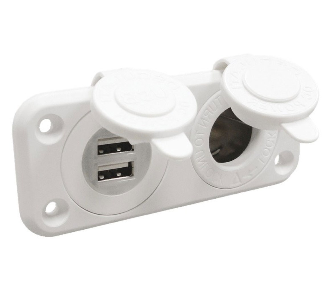 Toma mechero doble usb estanco