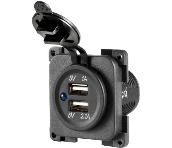 Tomas USB duales 1A y 2.1A