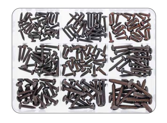 Kit Tornillos Negros Philips con Cabeza Redonda DIN 7981 200 piezas Kit Tornillos Negros Philips con Cabeza Redonda DIN 7981 200 piezas