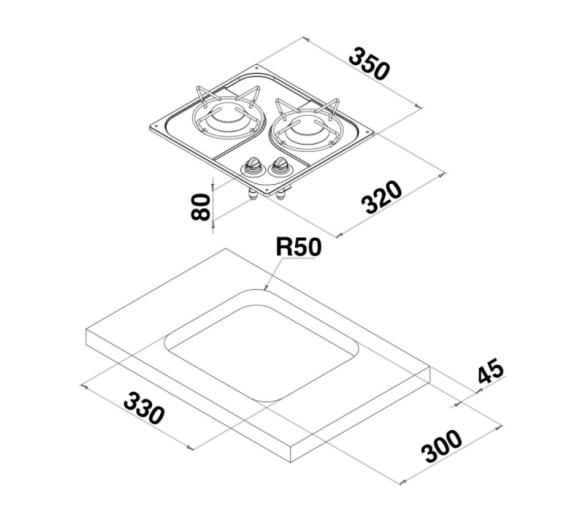 Can Cocina de Acero Inoxidable con 2 Quemadores SR