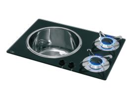 Can Cocina de Cristal con 2 Quemadores y Fregadero