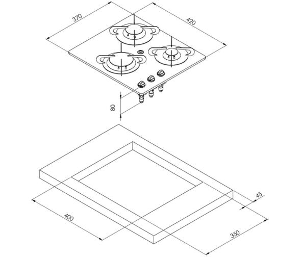 Can Cocina de Cristal con 3 Quemadores
