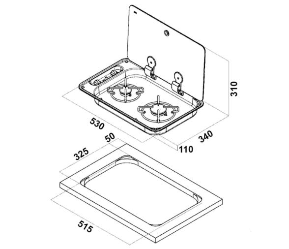 Can Cocina de Gas con Tapa de Cristal
