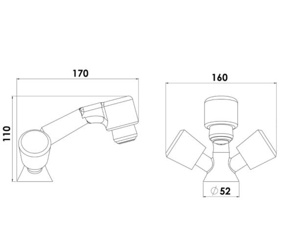 Trem Conjunto de Ducha Extraible con Mezclador