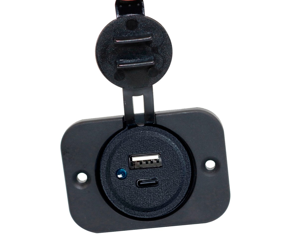 Trem Doble Toma USB Tipo A + Tipo C
