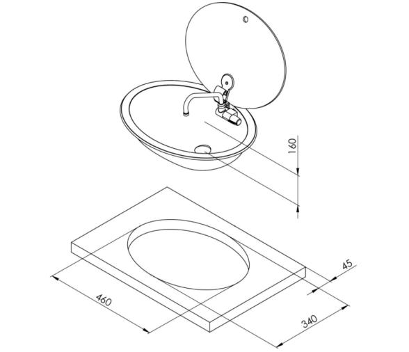 Can Fregadero Ovalado con Tapa de Cristal Templado