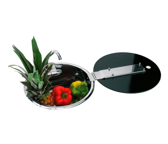 Can Fregadero Redondo con Tapa de Vidrio