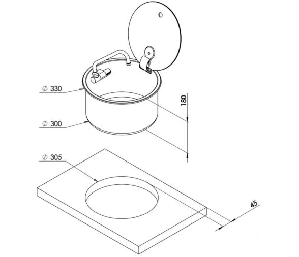 Can Fregadero Redondo con Tapa de Vidrio