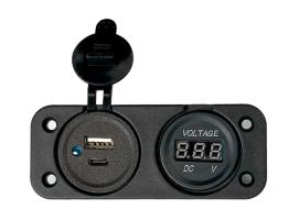 Trem Voltímetro Digital y Doble Toma USB A+C