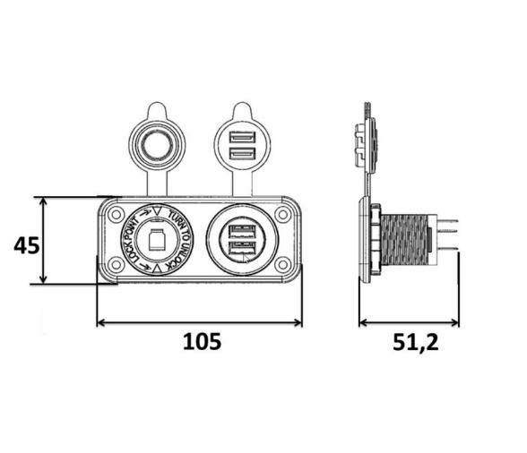 Trem Voltímetro Digital y Doble Toma USB A+C