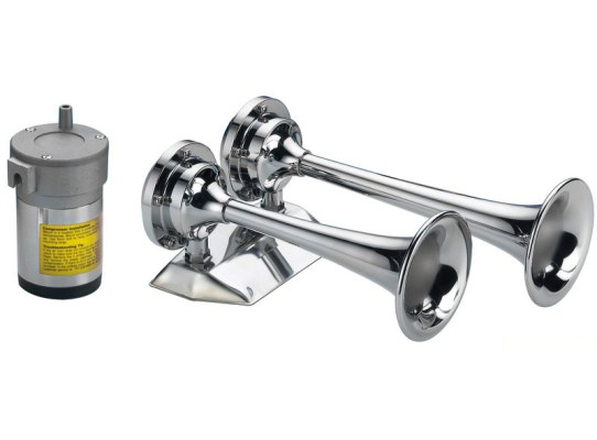 2 Chromed Brass Trumpets with Compressor