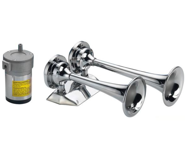 Trompeta 2 Bocinas de Laton Cromado con Compresor
