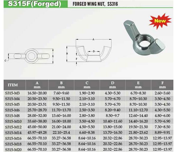 Tuerca Mariposa Aisi 316 DIN 315 A4