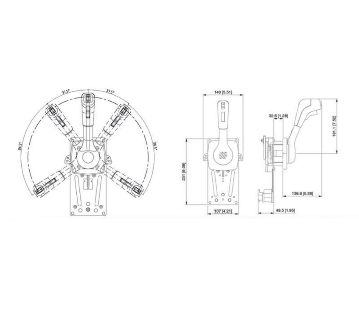 Ultraflex Mando de Control 1 Palanca con Trim B310B