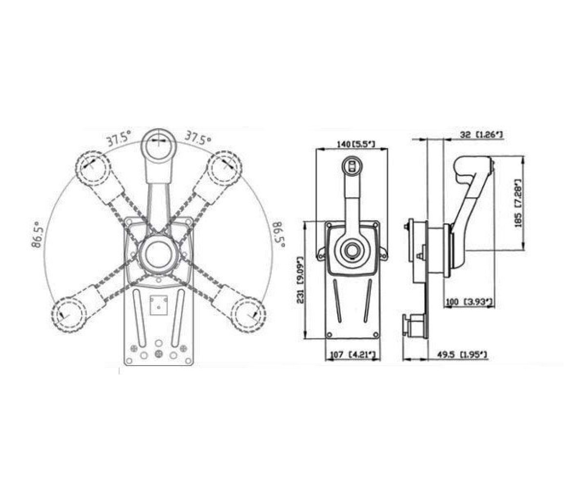 Ultraflex Mando de Control 1 Palanca Doble Accion B183