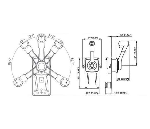 Ultraflex Mando de Control 1 Palanca Doble Accion B183