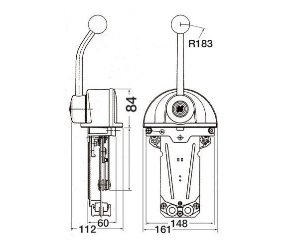 Ultraflex Mando de Control 1 Palanca de Doble Acción