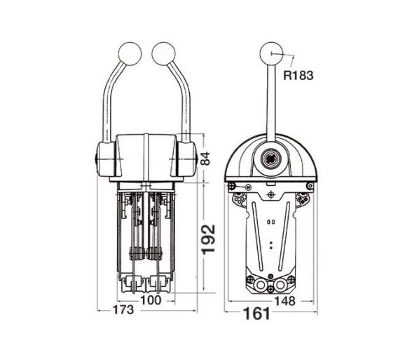 Ultraflex Mando de Control 2 Palancas de Doble Acción B302