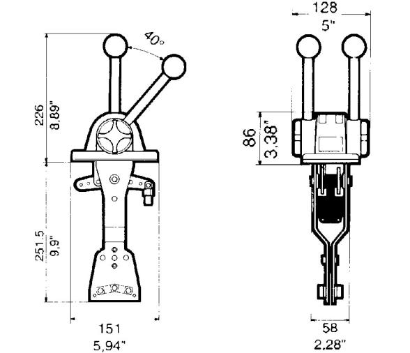 Ultraflex Mando Control Palanca Doble Cromado B99