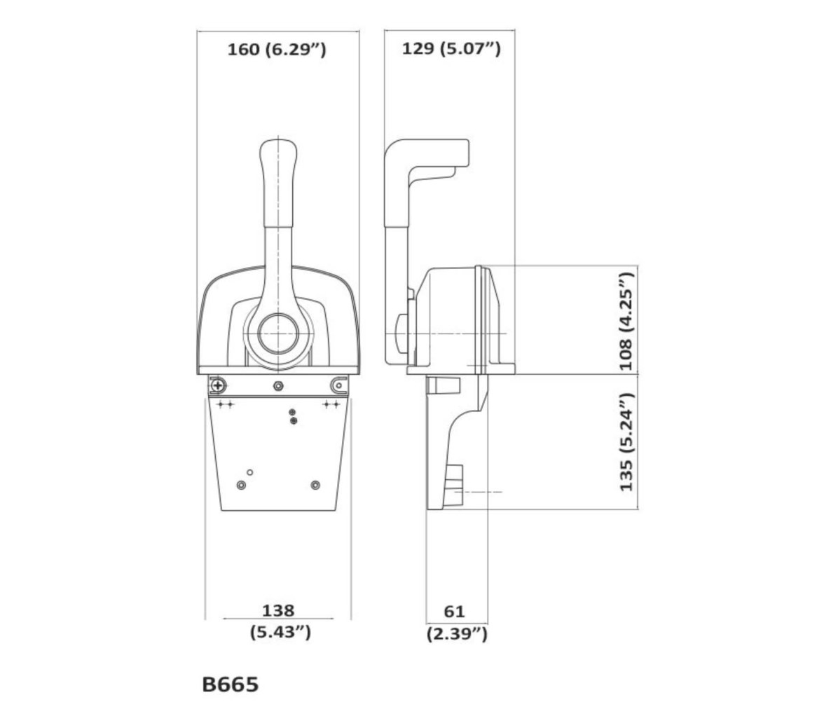 Ultraflex Mando de Control 1 Palanca Doble Accion B665