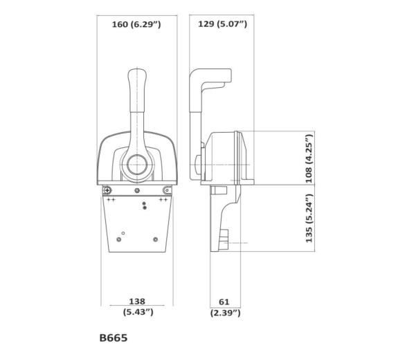 Ultraflex Mando de Control 1 Palanca Doble Accion B665