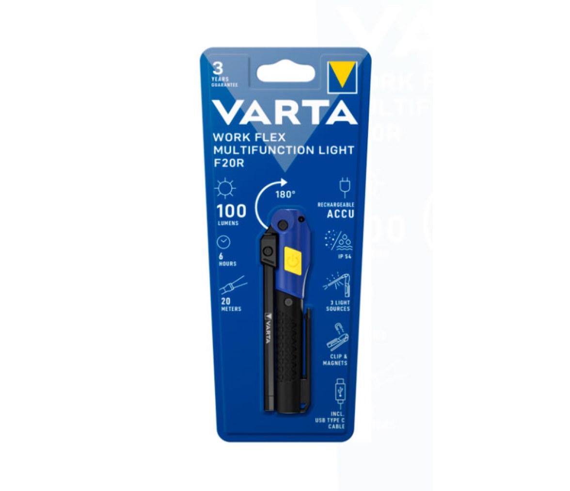 Varta Linterna LED Work Flex Multifunción F20R 100 lm