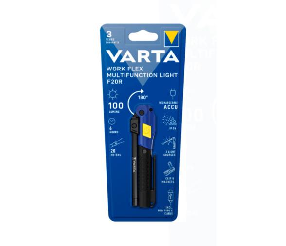 Varta Linterna LED Work Flex Multifunción F20R 100 lm