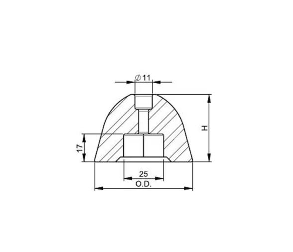 Vetus Ánodo de Zinc para Hélice de Proa 125, 130, 160 kgf