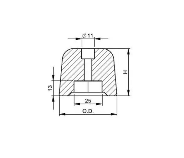 Vetus Ánodo de Zinc para Hélice de Proa 220 kgf
