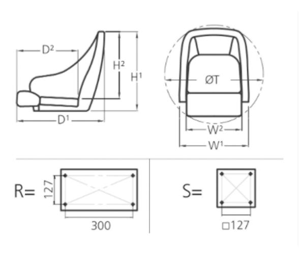 Vetus Asiento Abatible Blanco Commander