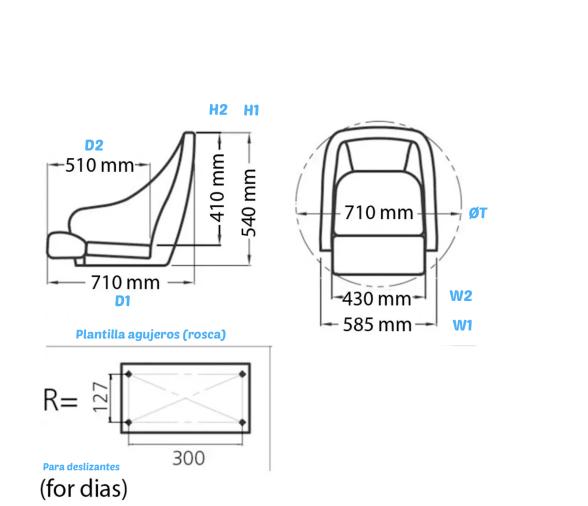 Vetus Asiento Lieutenant con Banqueta Abatible